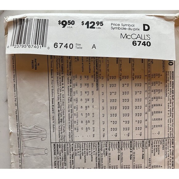 McCall's Pattern 6740 Women's Button Up Dress Size 6-8-10 Business Professional - Picture 4 of 5